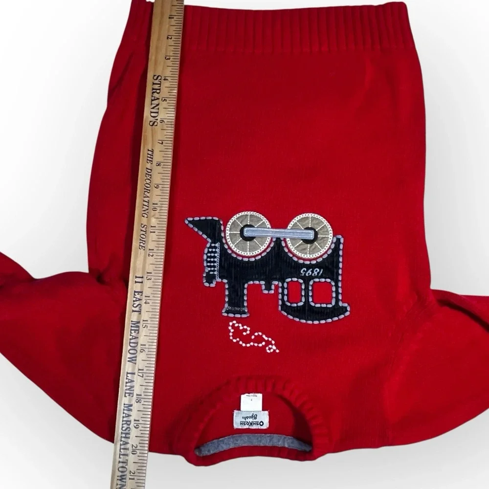 OshKosh B'gosh Boys Red‎ Winter Knit Train Holiday Christmas Sweater Size 7
